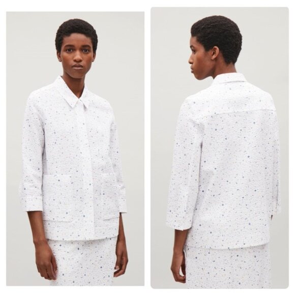 COS Seersucker A-Line Shirt paint splatter Like New - Picture 3 of 7